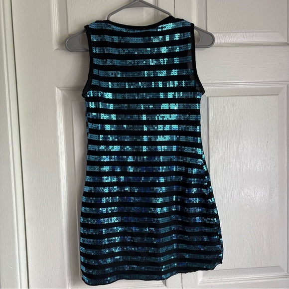 Blue and Black Sparkly Tank Top Dance Tunic Top - Size Medium - Picture 3 of 5